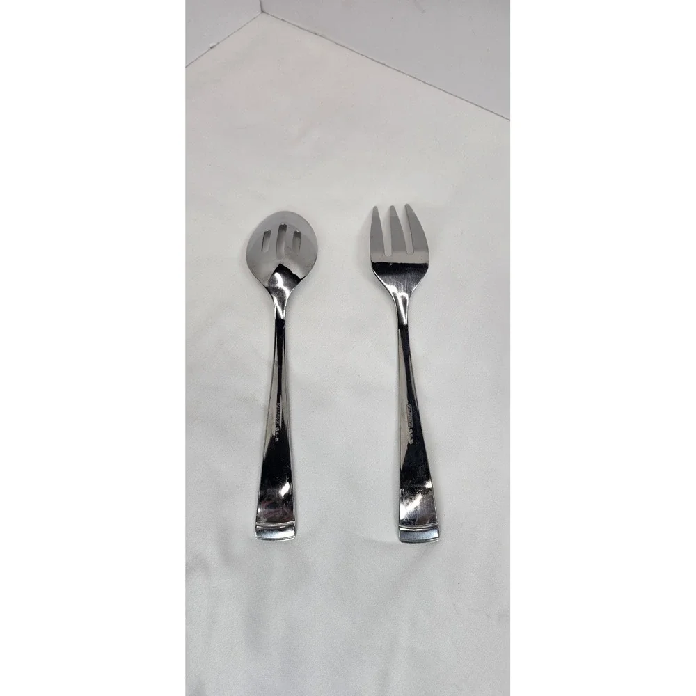 Cambridge Gratitude Serving‎ Spoon Fork Set Satin Glossy Stainless Steel